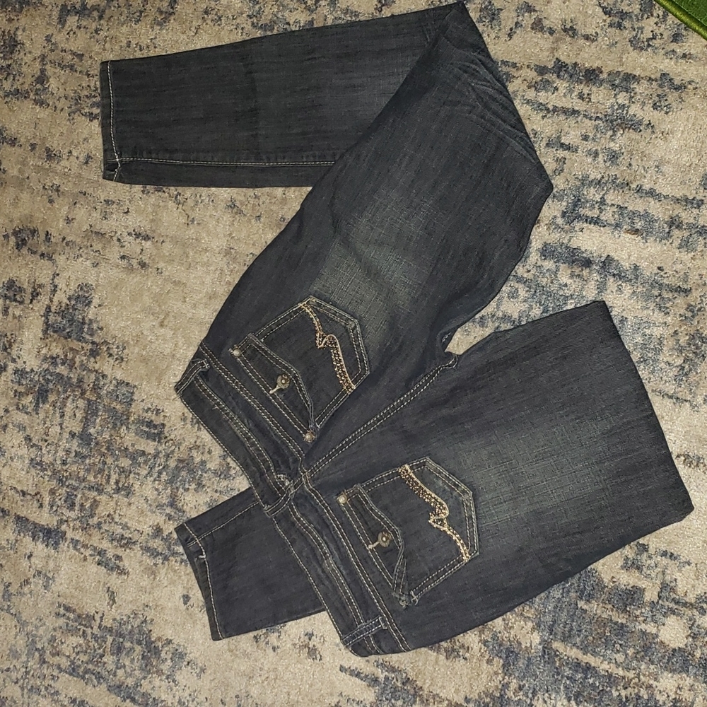 Embellished blue jeans